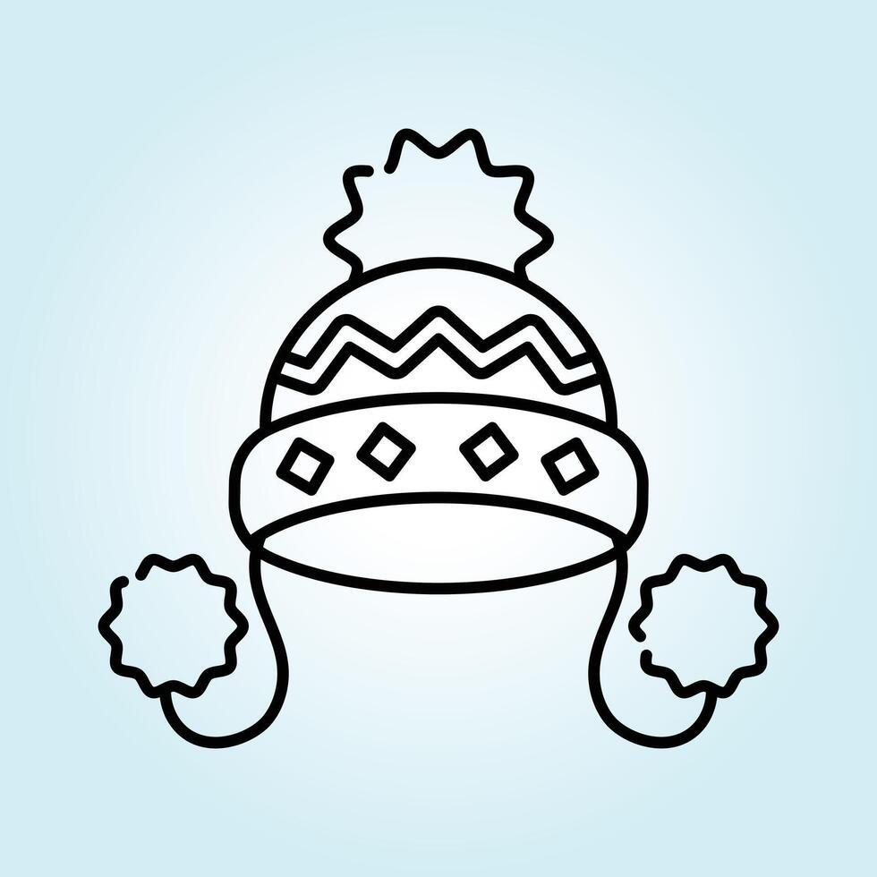 A Stylish Winter Hat Icon Design with Pompoms, Perfect for Cold Weather Fashion Illustration vector
