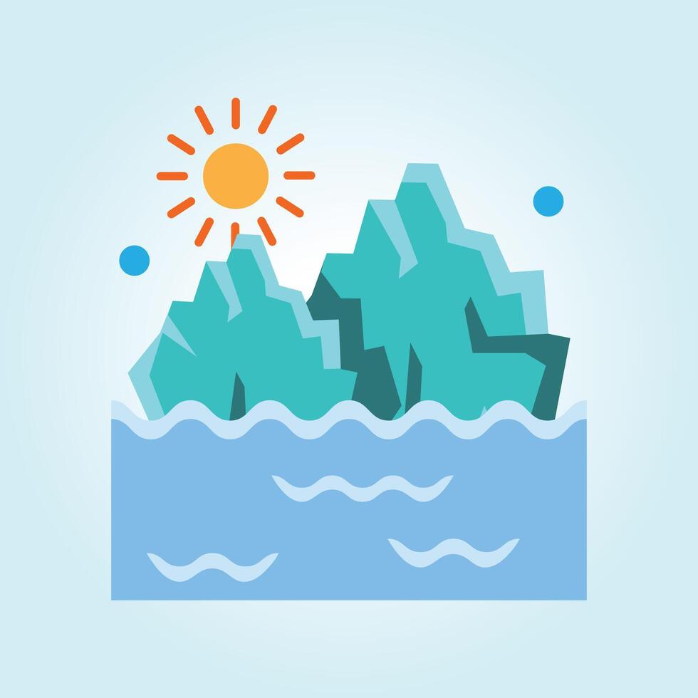 Summer Idyll Sunlit Mountains Emerging from Calm Turquoise Waters vector