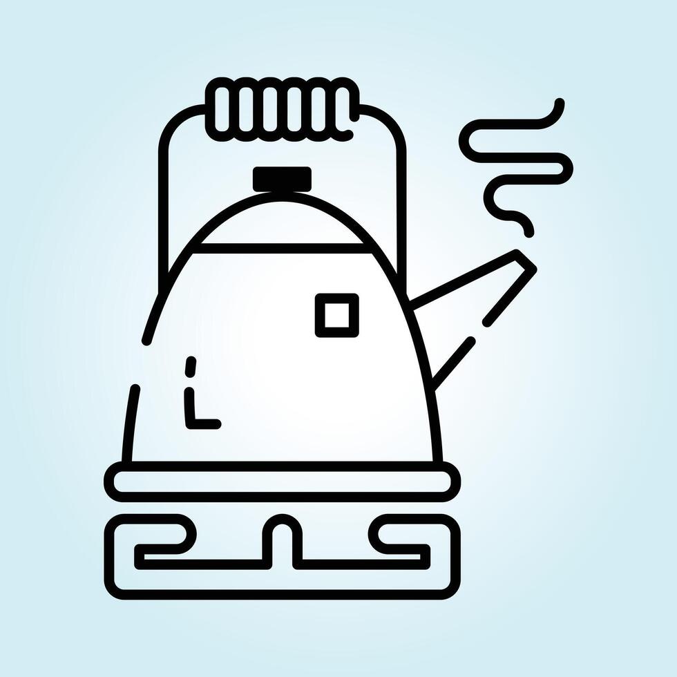 A Kettle on a Stovetop Boiling Water Icon Illustration Design Graphic vector