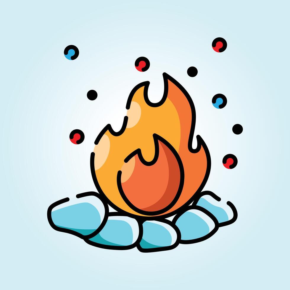 A Fiery Heart Embracing the Cold A Unique Digital Illustration of a Flame Nestled in Ice vector