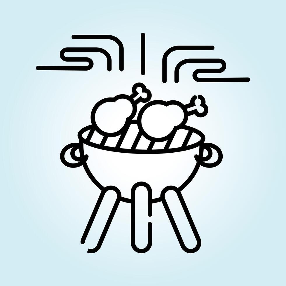 Delicious Grilled Chicken Legs on a Barbecue Grill A Simple Line Art Illustration vector