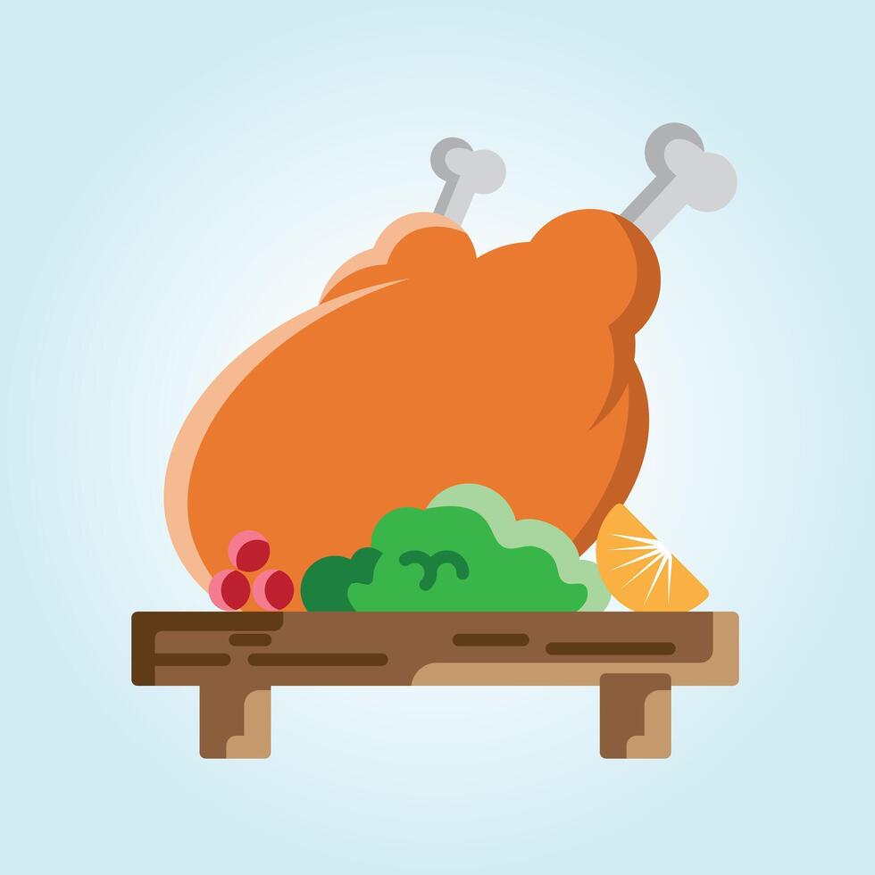 Roasted Turkey Platter Thanksgiving Feast Delicious Autumnal Dinner Festive Holiday Meal vector