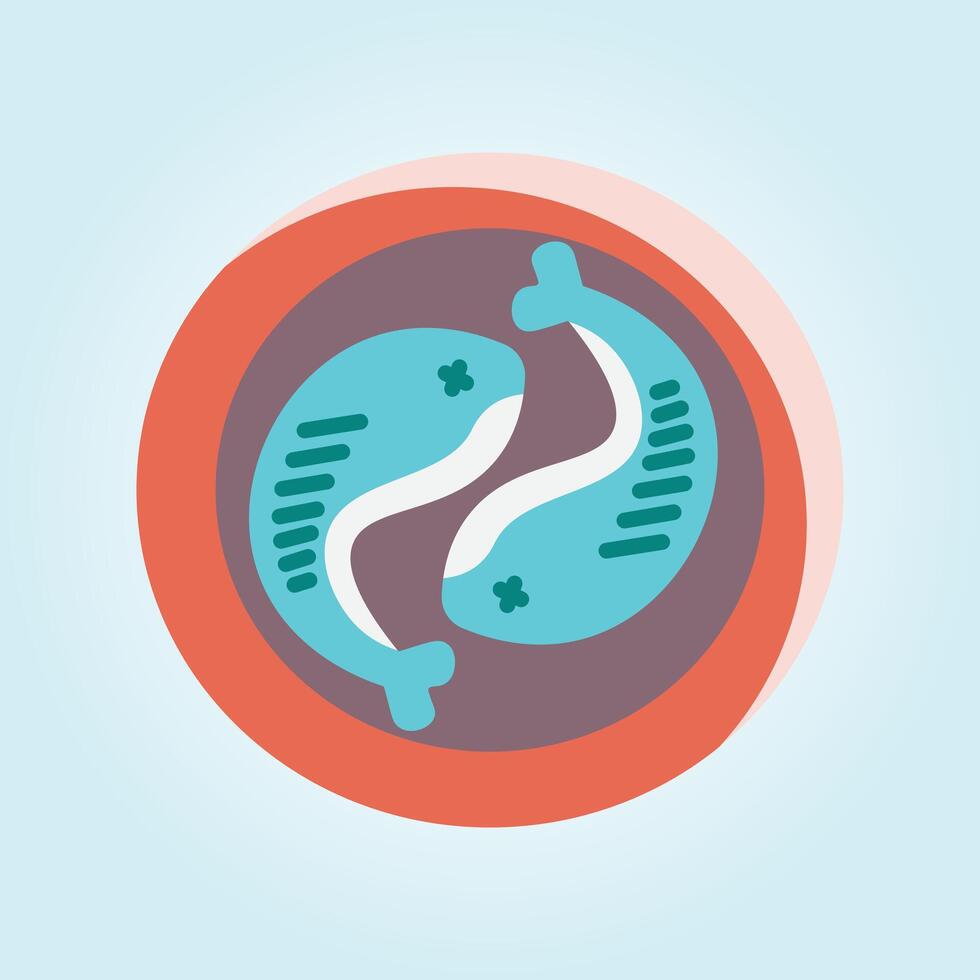 Symbolic Pisces Zodiac Sign Illustration Two Intertwined Fish in a Circular Design vector