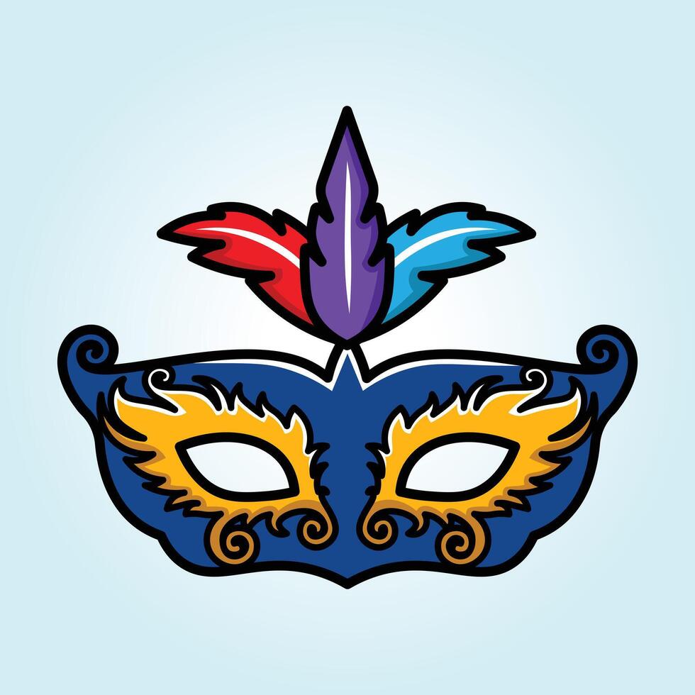 Vibrant Carnival Mask with Ornate Design and Colorful Feathers vector
