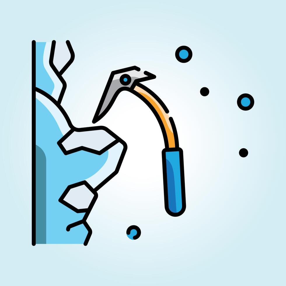 Ice Climbing Adventure A Climber Using an Ice Axe to Scale an Icy Mountain Wall vector