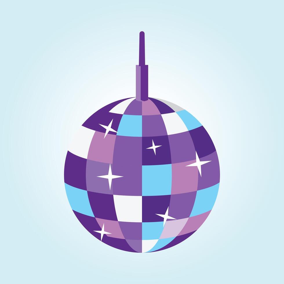 Vibrant Purple and Blue Disco Ball Graphic Design Element for Party Invitations, Festive Decorations, and Nightclub Branding vector