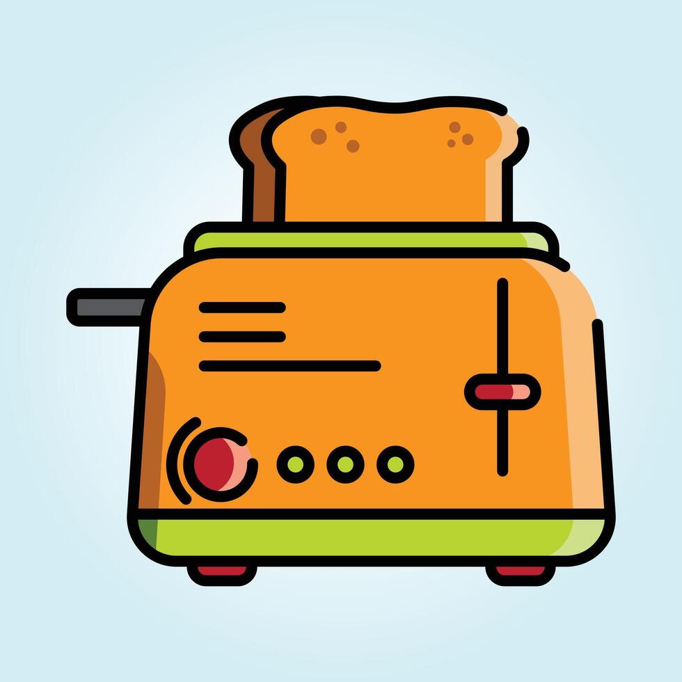 A Vibrant Illustration of a Toaster with Golden Brown Bread vector