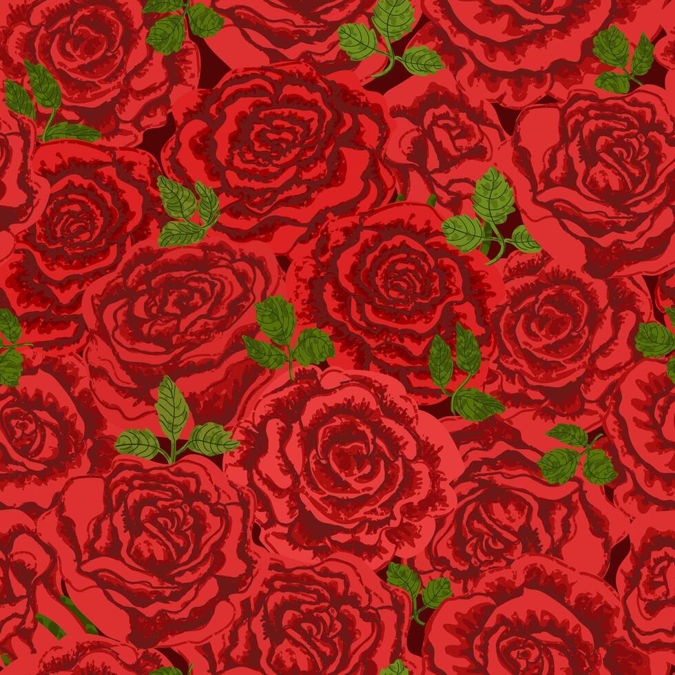 Modern Seamless Background with Colorful Illustration of Red Roses. Use it for Wallpaper, Textile Print, Pattern Fills, Web Page, Surface Textures, Wrapping Paper, Design of Presentation vector