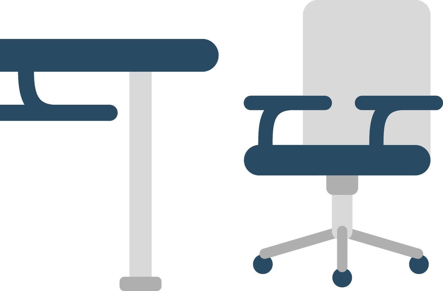 Office chair and desk with wheels vector