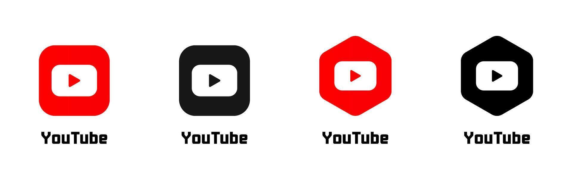 YouTube icons. YouTube logo. YouTube social media icons illustration vector