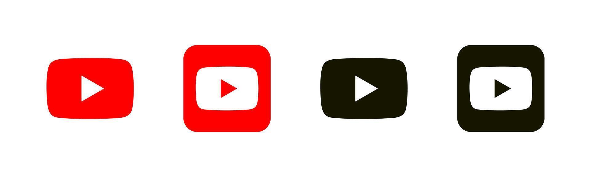 Youtube logo . Youtube icons. Red YouTube play button, YouTube and music icon. vector