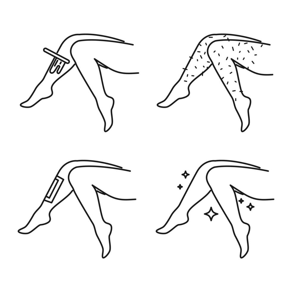Woman legs hair removal waxing clean icon symbol art design vector
