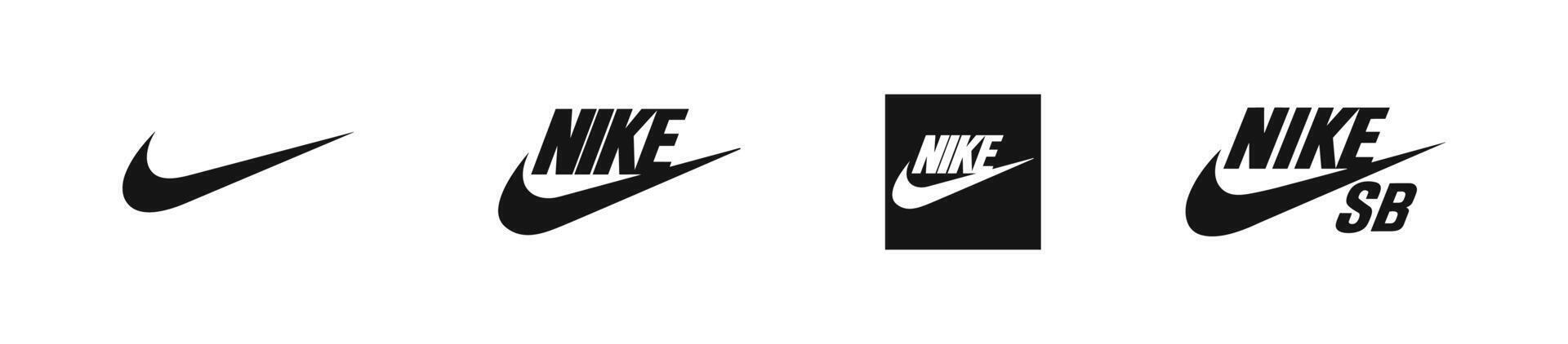 Nike brand logo set. Nike brand. Nike logotype vector