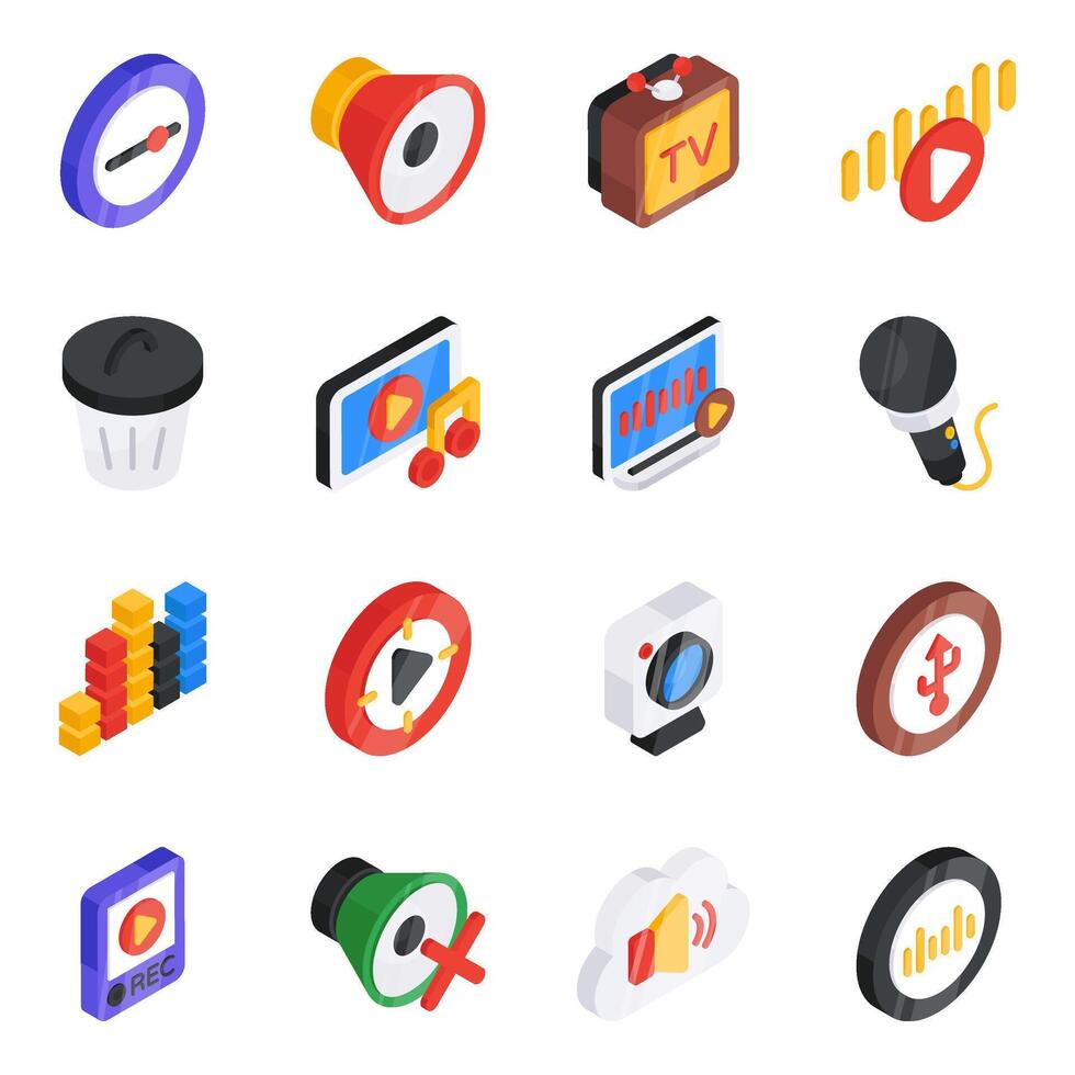 Set of Media Flat Icons vector