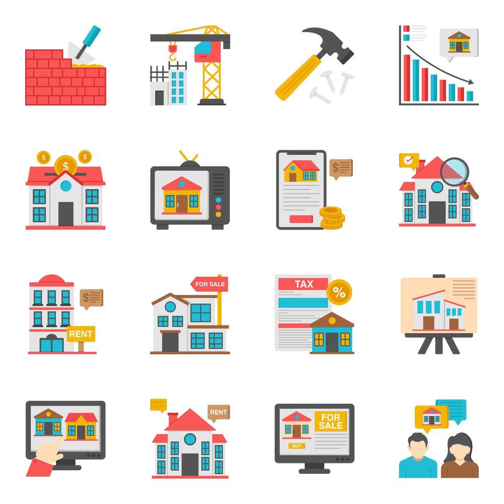 vSet of Property Flat Icons vector