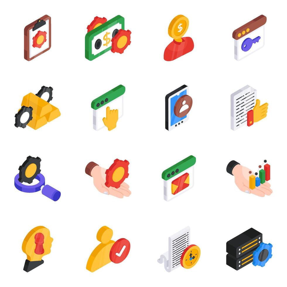 Set of Programming Flat Isometric Icons vector