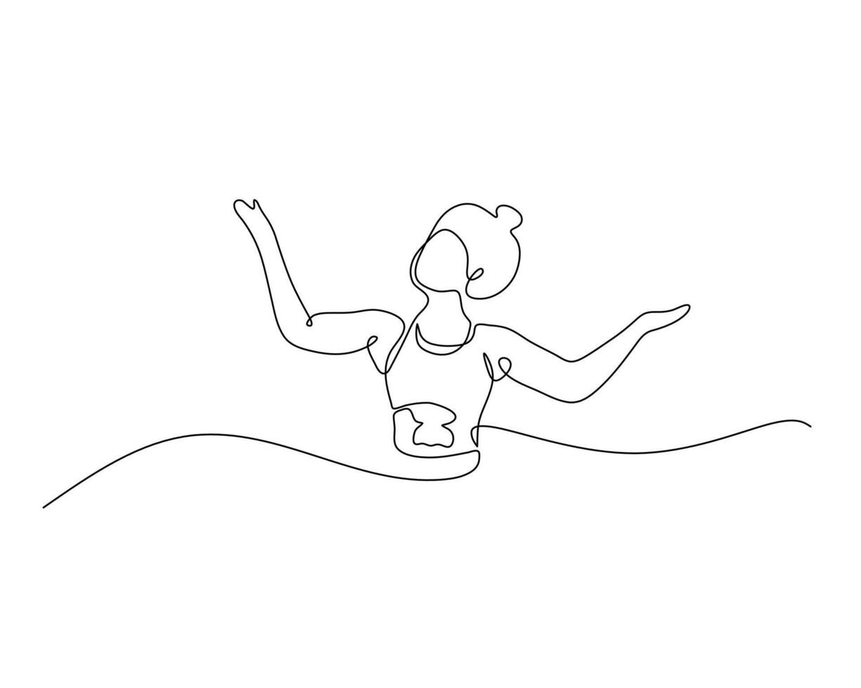 A continuous line drawing of a woman flexing her muscles, showcasing strength and fitness. The minimalist design highlights the beauty of the human form in a simple yet elegant manner. vector