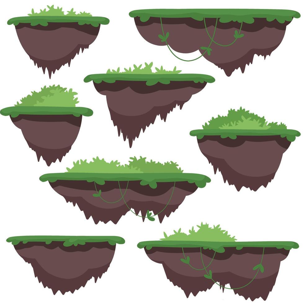 Floating islands for computer games and arcades. vector