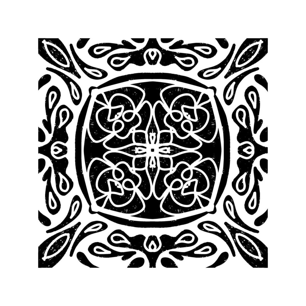 a black and white design with a floral pattern vector