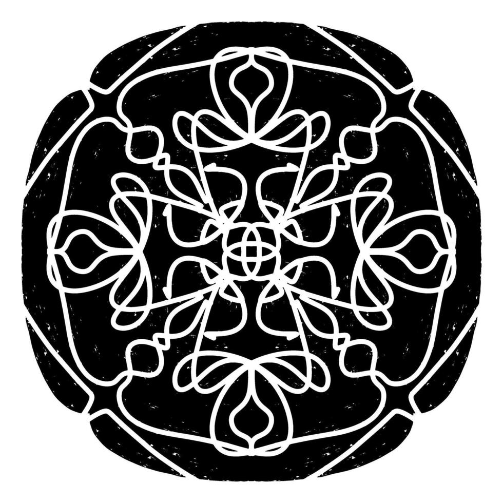 a black and white drawing of a circular design vector