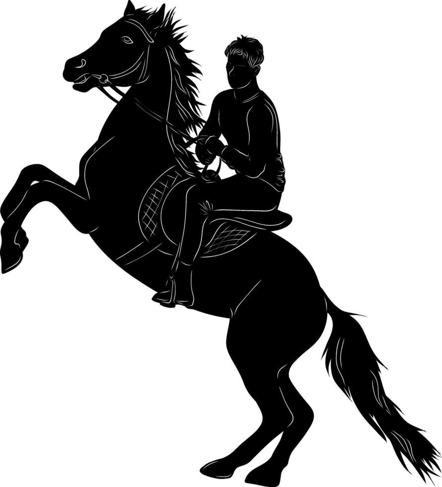 a silhouette of a man riding a horse vector