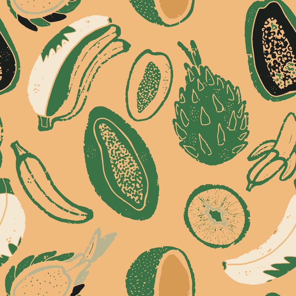 a pattern of different fruits and vegetables vector