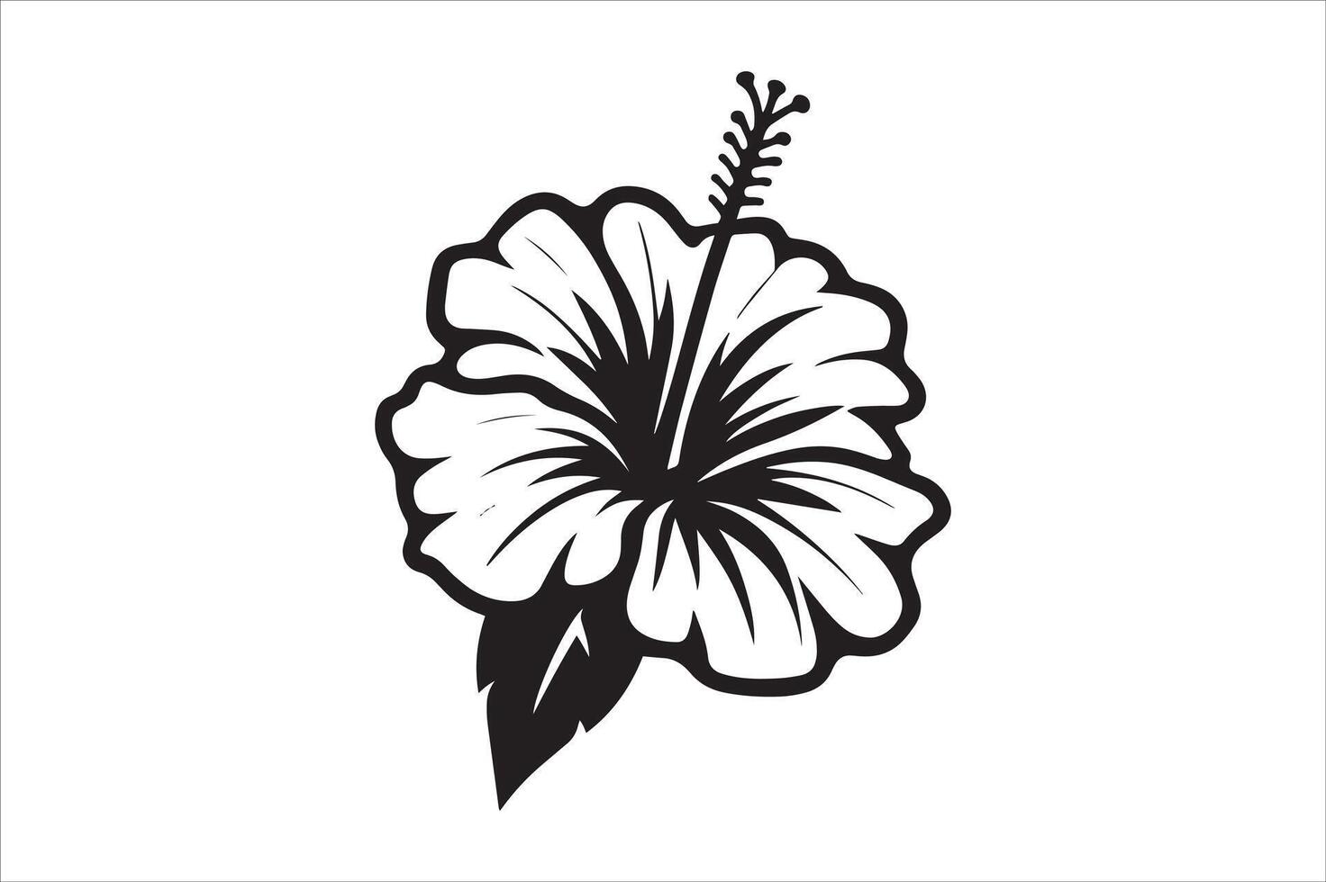 Hibiscus Flower Plant Sketch - Adult Coloring Book Design vector