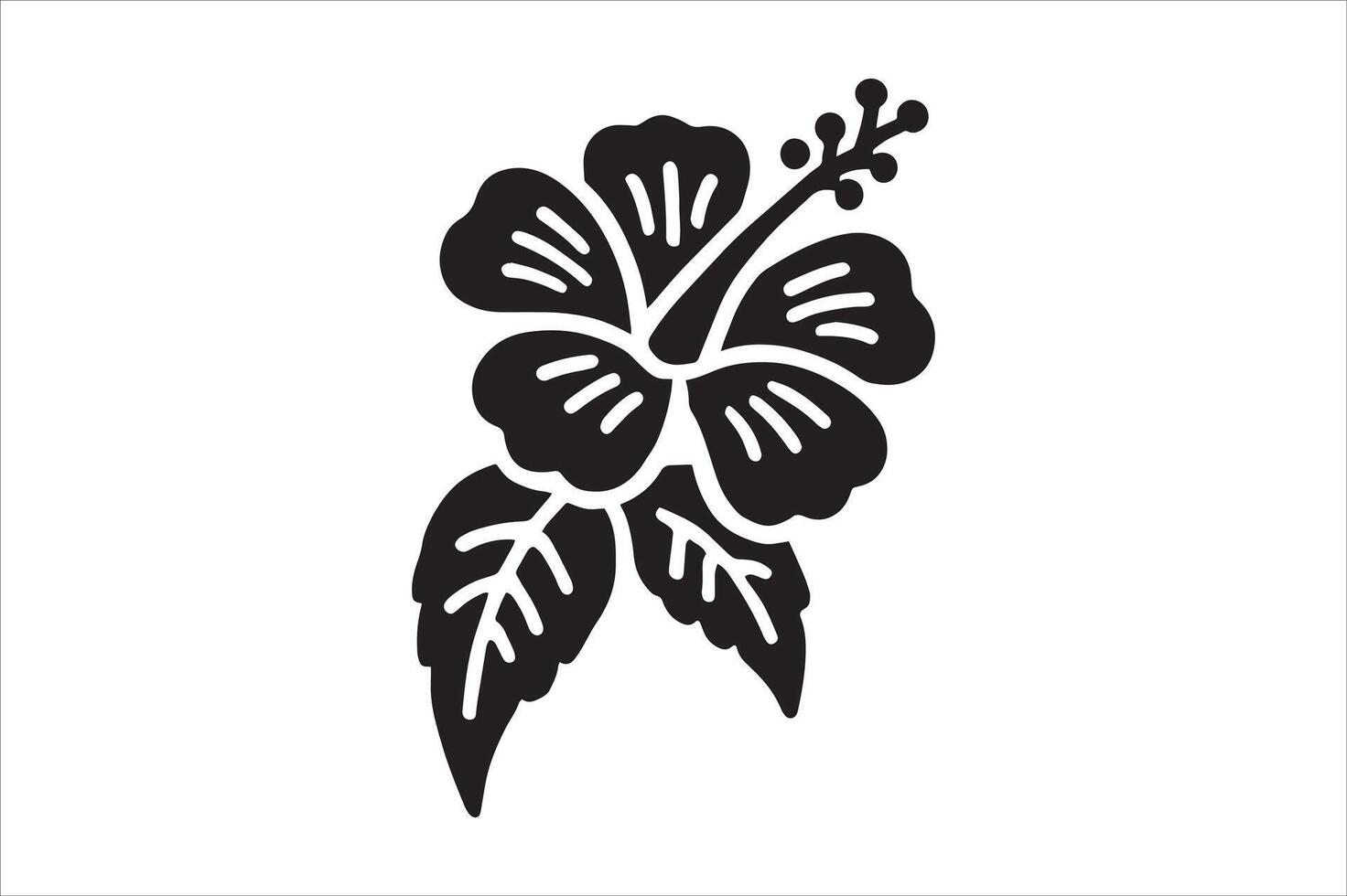 Botanical Hibiscus Flower Plant - Coloring Page Design vector