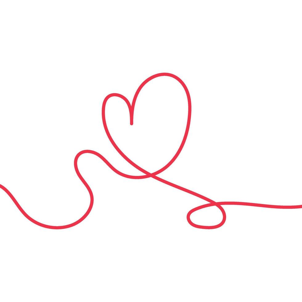 Continuous Red Line Heart on White Background vector
