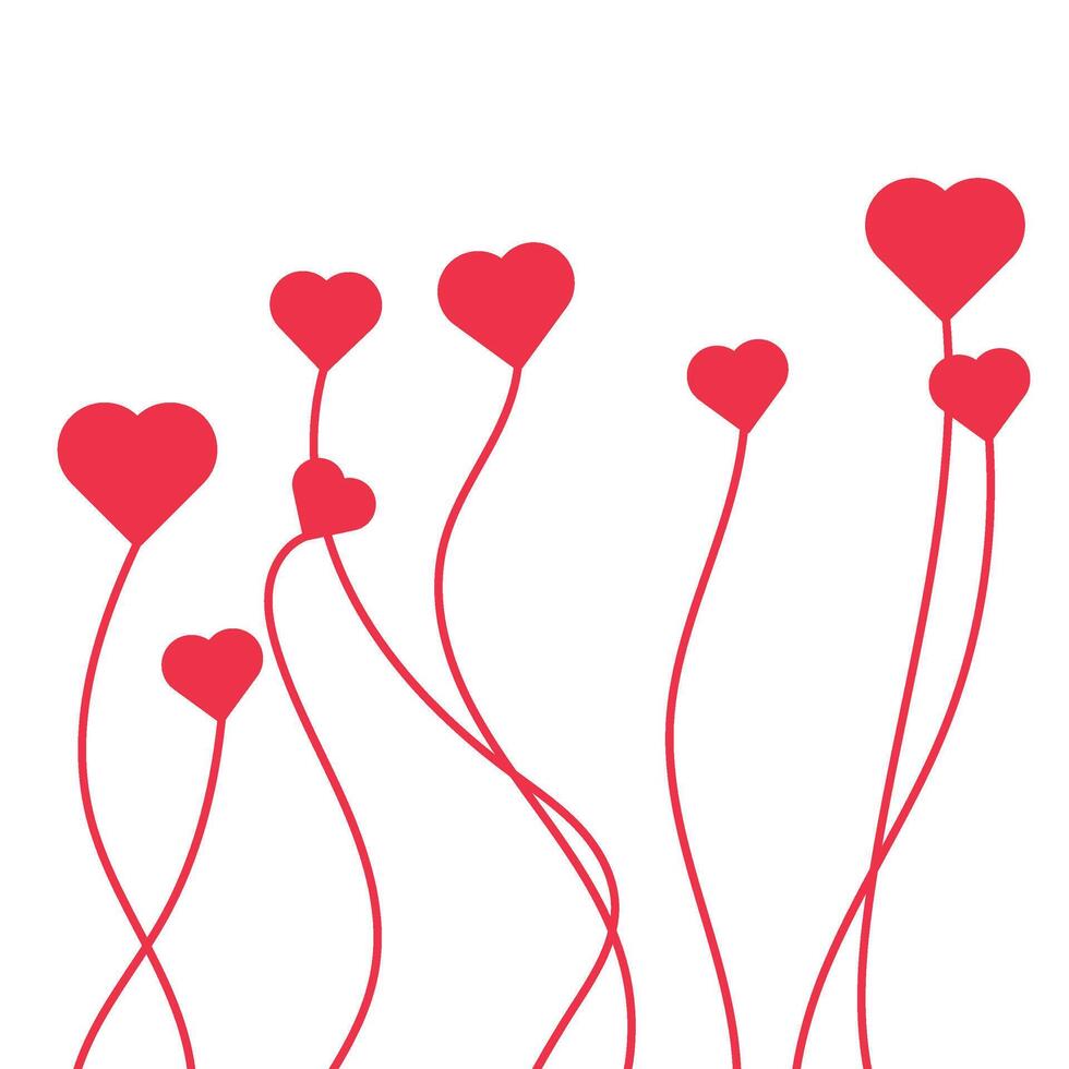 Whimsical Red Hearts on Stems vector