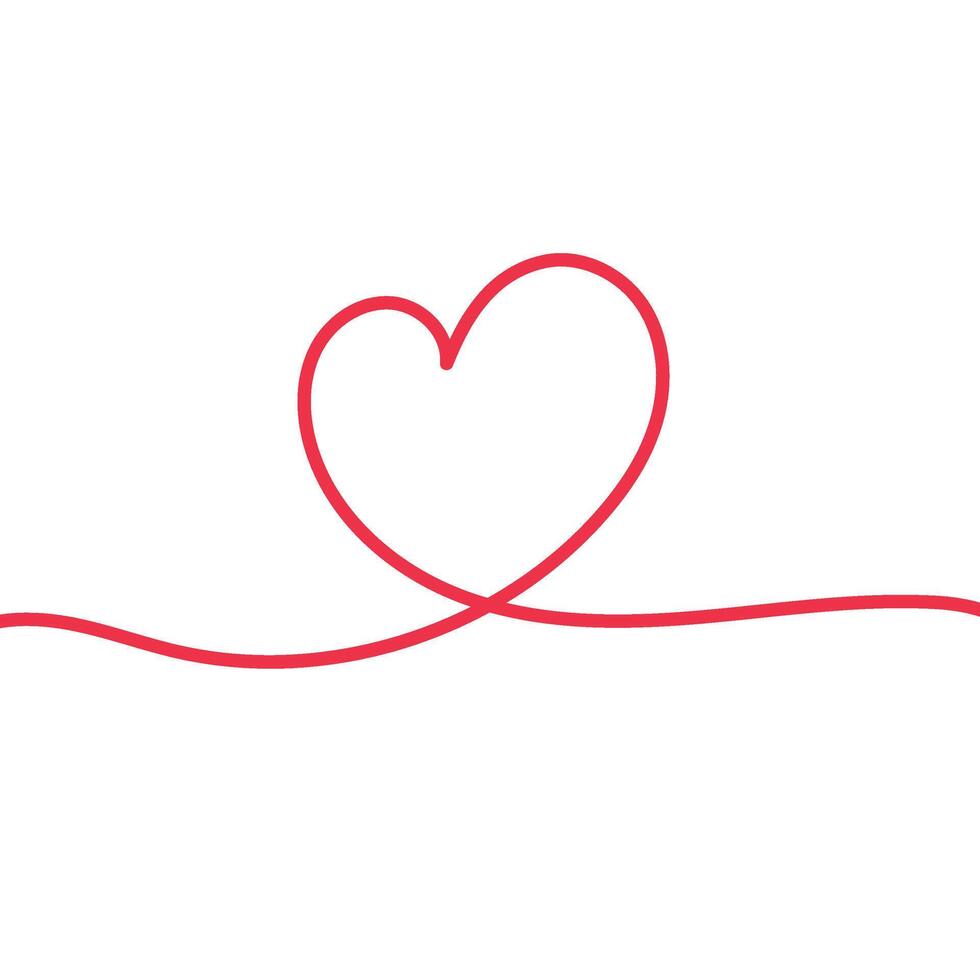 A simple red line drawing of a heart shape on a white background. vector