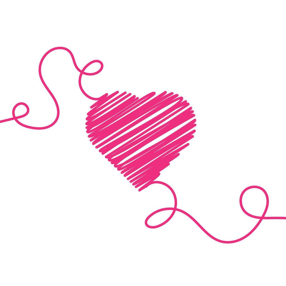 Hearts Continuous Scribble Line Drawing. Valentines day concept. illustration vector