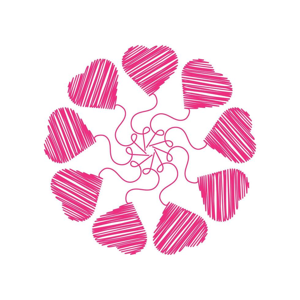 Valentines day heart love lines. Isolated on white illustration vector