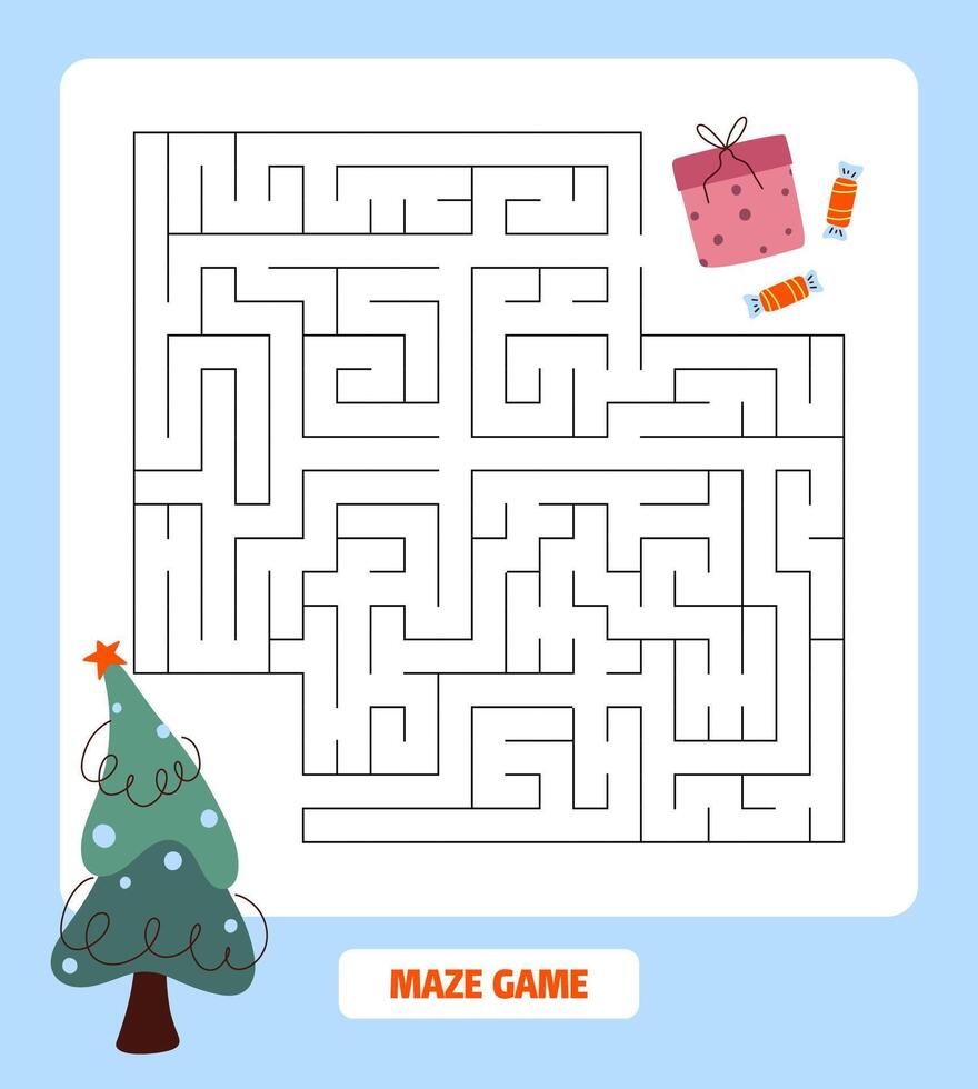 Maze Happy New Year. Puzzle for children. vector