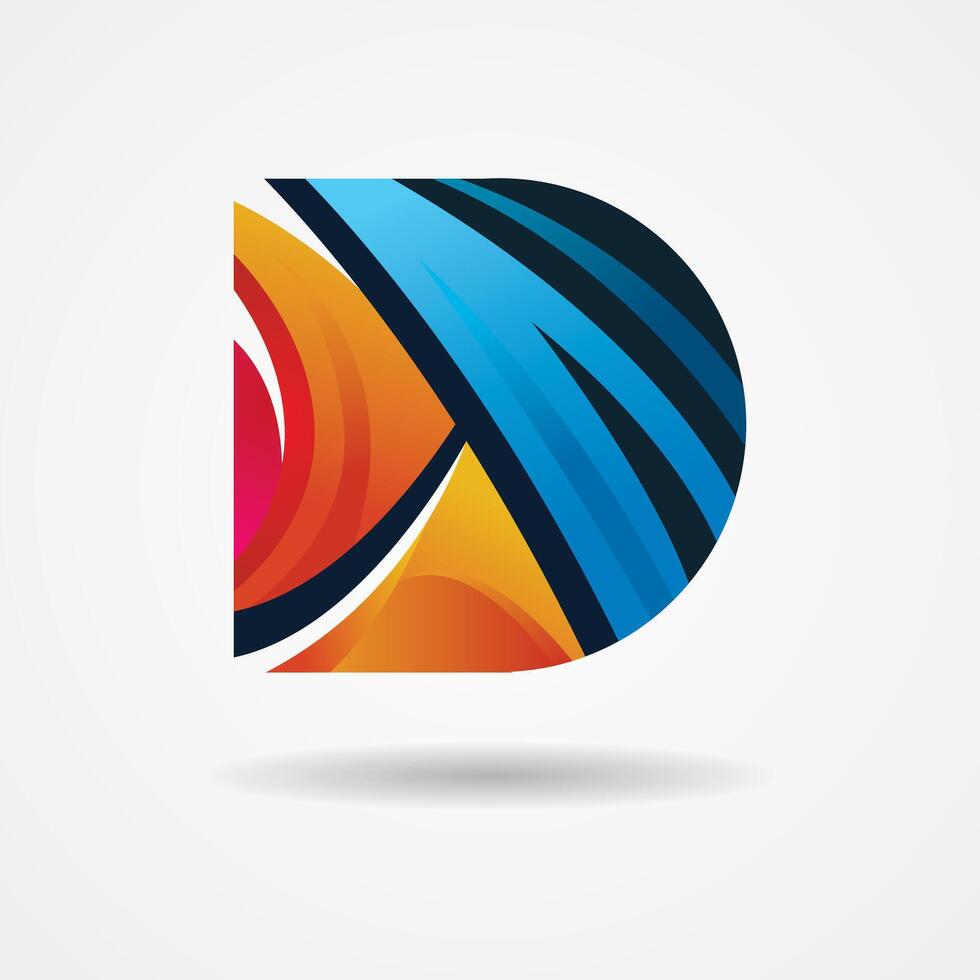 Colorful creative letter D logo design vector