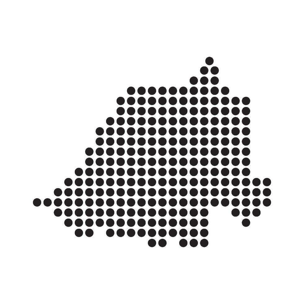 A black and white dotted map of the country of nigeria vector