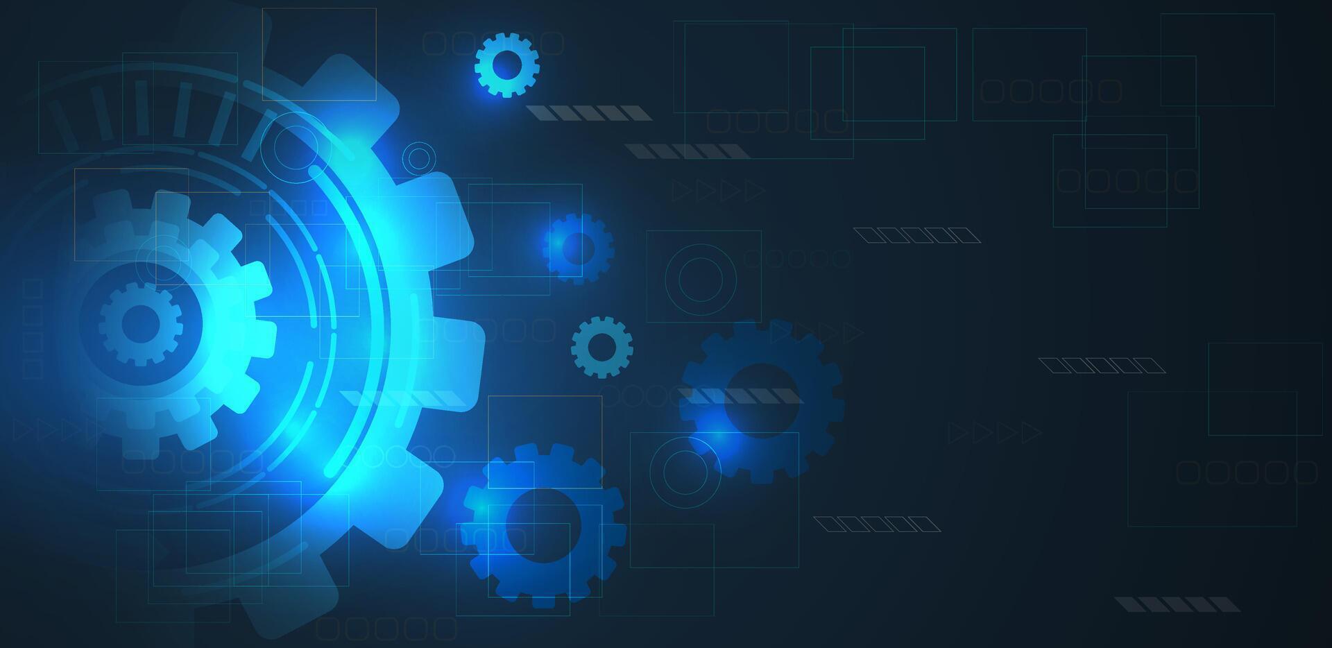 Abstract gear wheel digital technology or engineering blue background vector