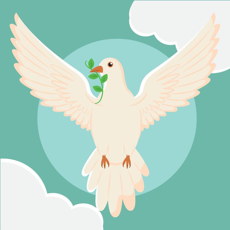 Dove holding olive branch symbol of peace vector