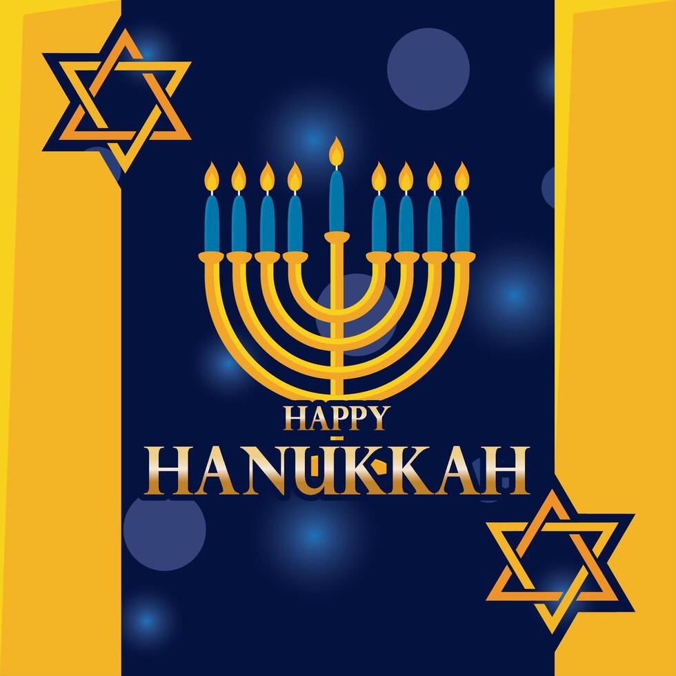 Hanukkah menorah with Star of David and decor vector