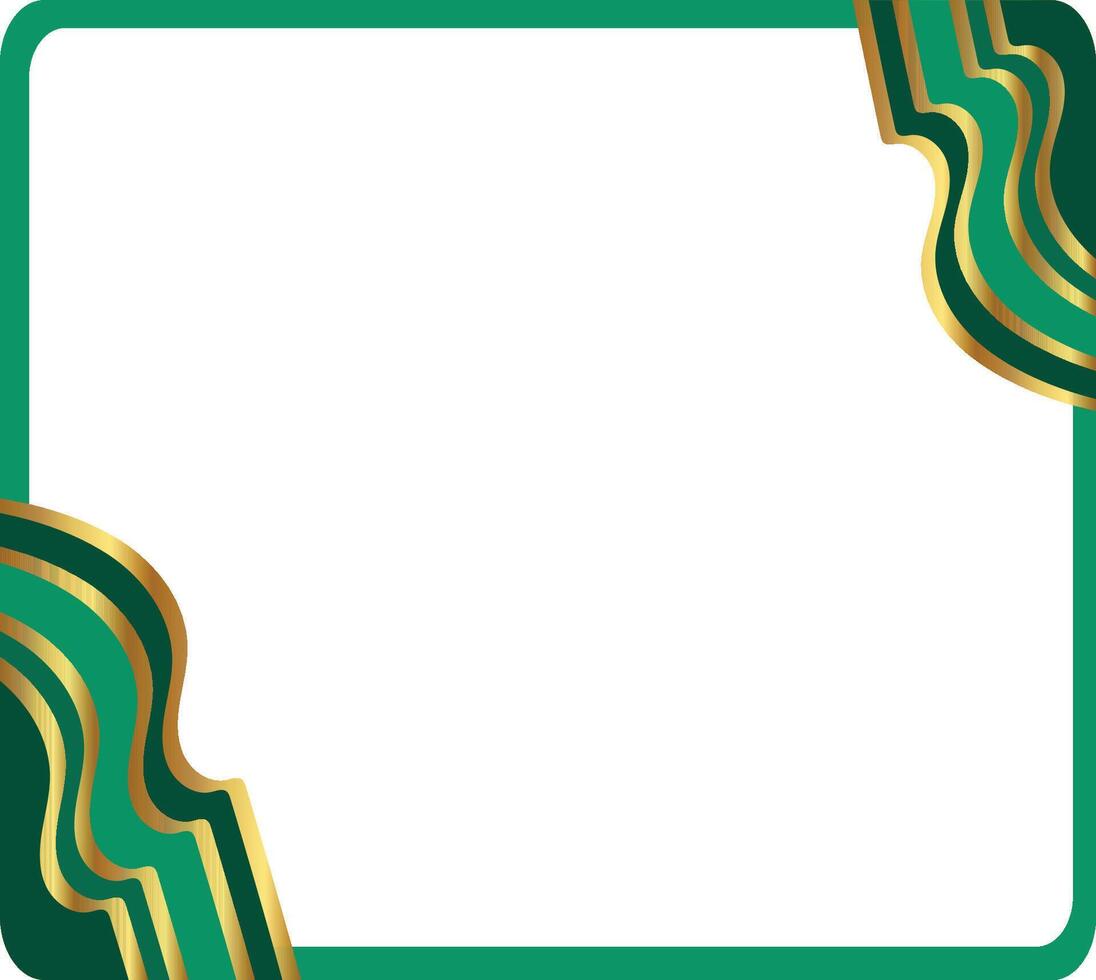 Green and gold frame with a gold border vector