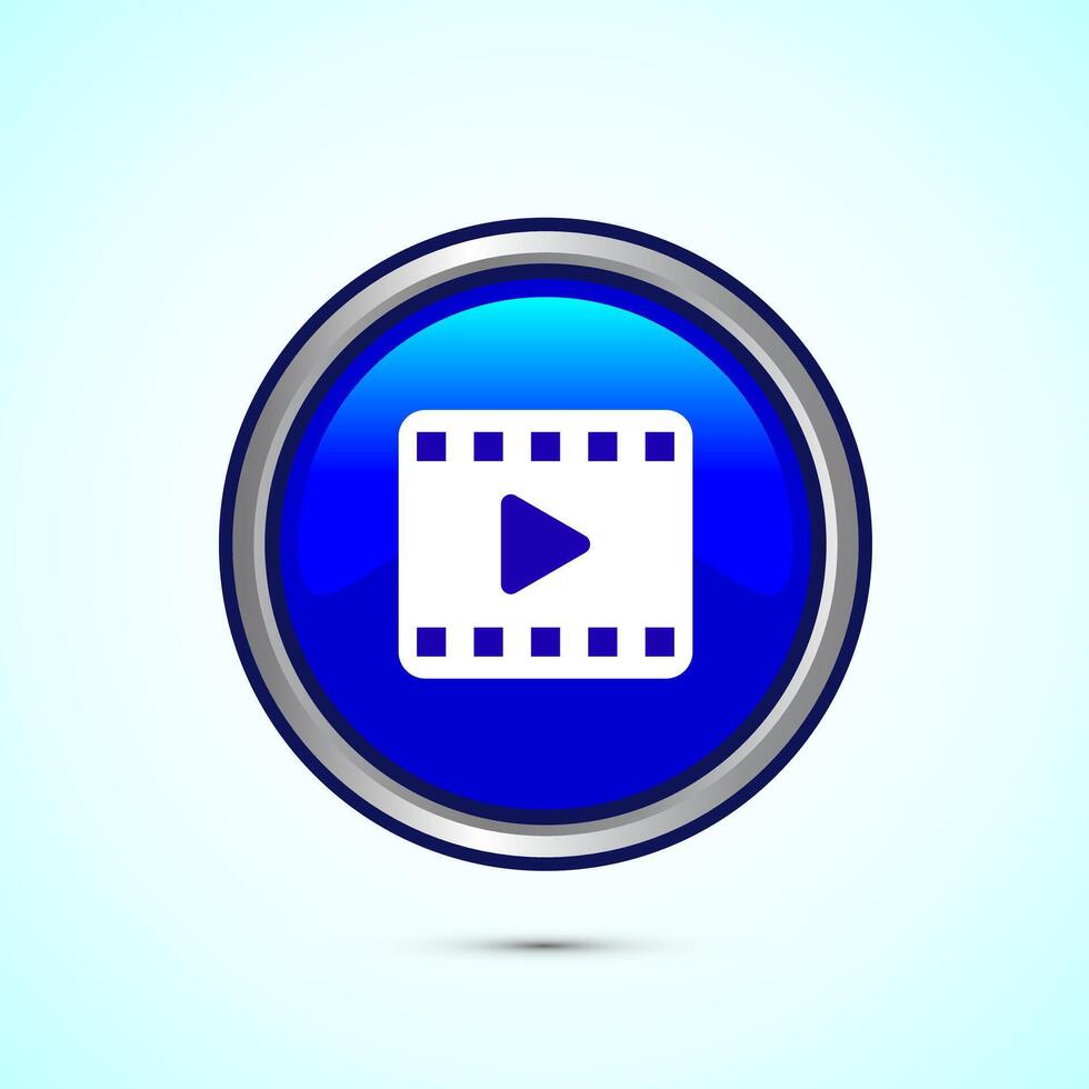 icon design illustration. camera icon, camera symbol, movie sign, Blue Color Round Button Design vector