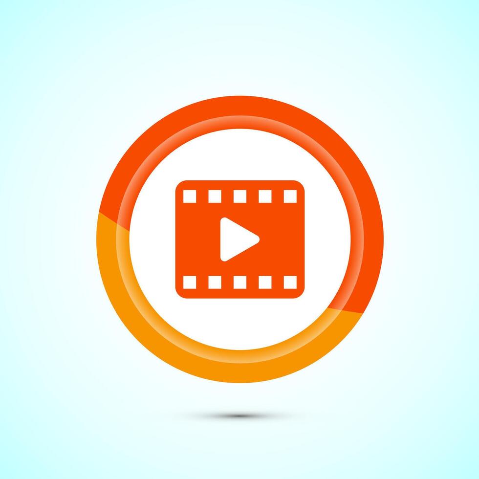 icon design illustration. camera icon, camera symbol, movie sign, Orange Color Button Design vector