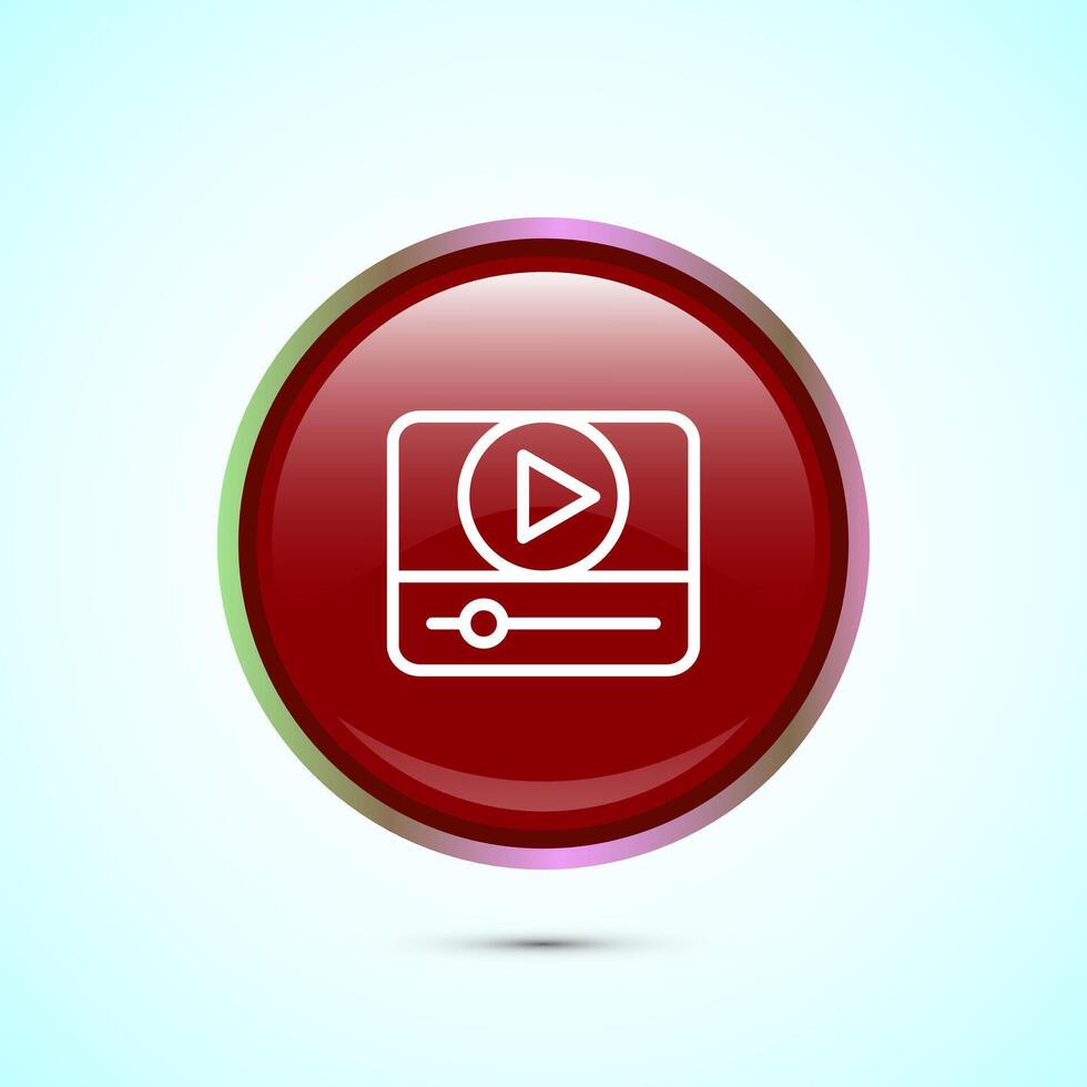 icon design illustration. camera icon, camera symbol, movie sign, Red Color Round Button Design vector