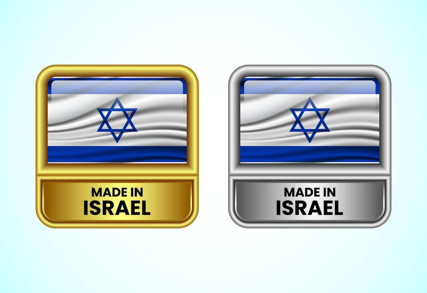 Made in Israel label icon in gold and silver color. Flag icon set for business vector