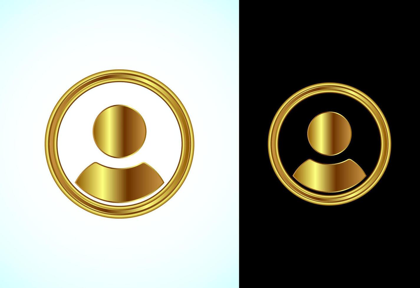 User profile icon design illustration, gold color user profile avatar vector