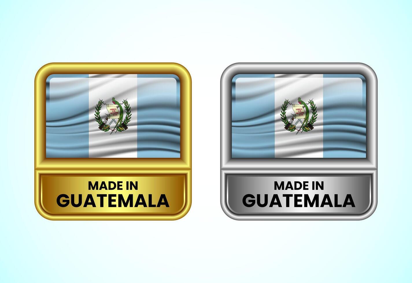Made in Guatemala label icon in gold and silver color. Flag icon set for business vector