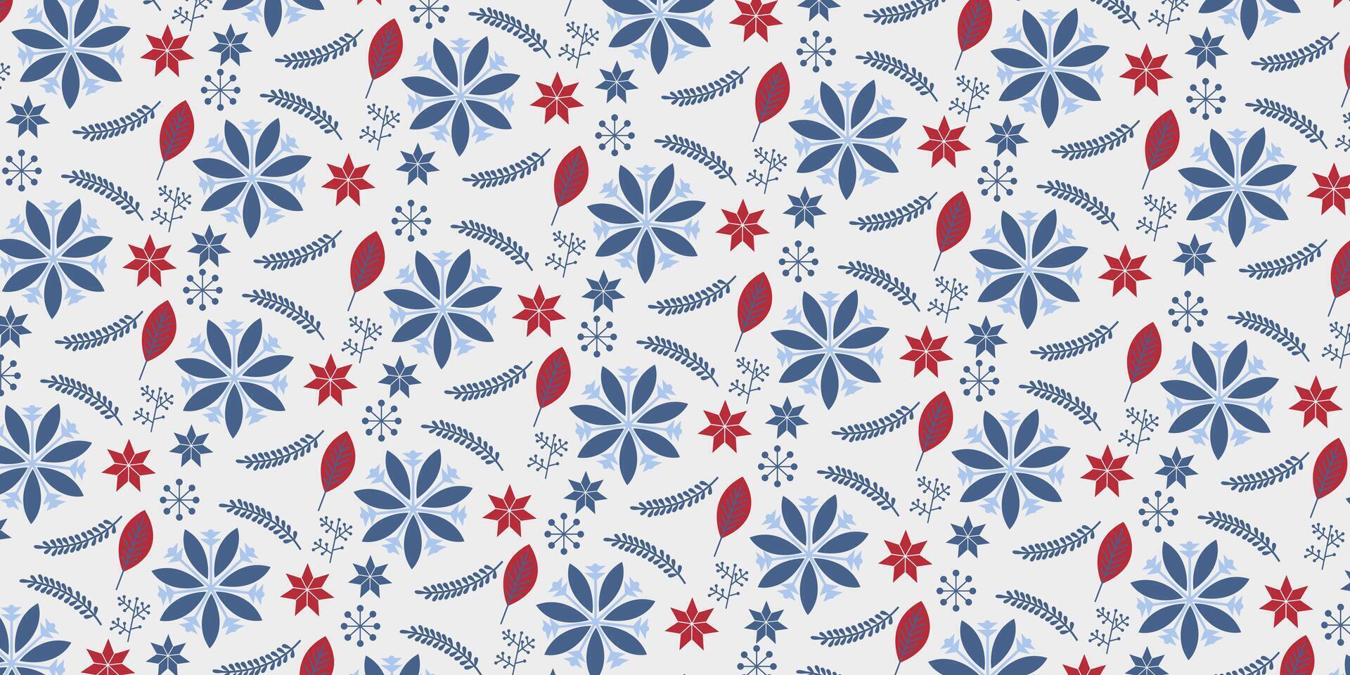 Christmas icon elements blue and red seamless pattern vector