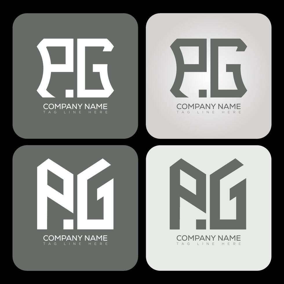 PG polygon, hexagon, flat and simple letter logo set in one artboard. PG minimalist and classic logo. vector
