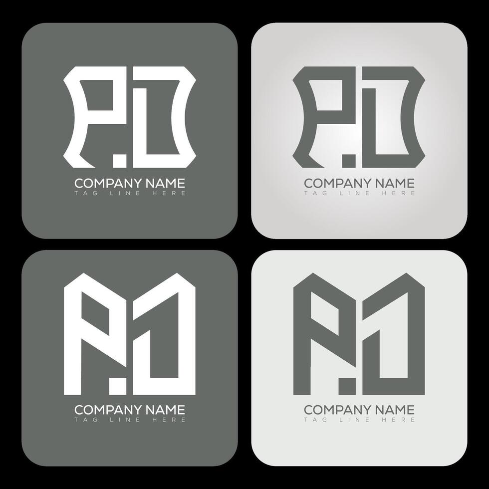 PD polygon, hexagon, flat and simple letter logo set in one artboard. PD minimalist and classic logo. vector