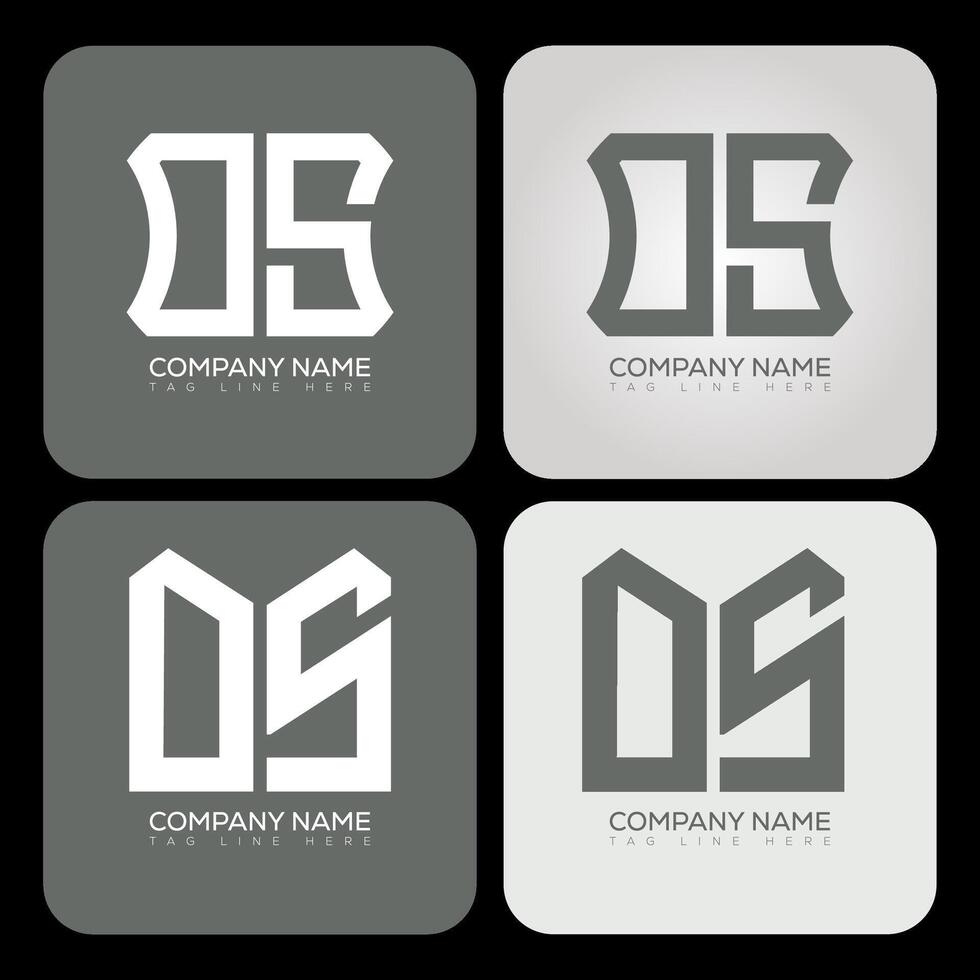 OS polygon, hexagon, flat and simple letter logo set in one artboard. OS minimalist and classic logo. vector